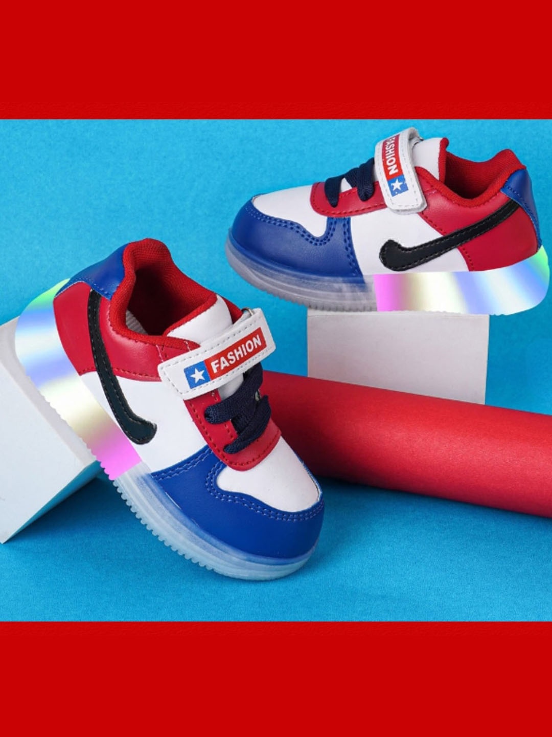 

BAESD Kids Colourblocked LED Lightweight Sneakers, Navy blue