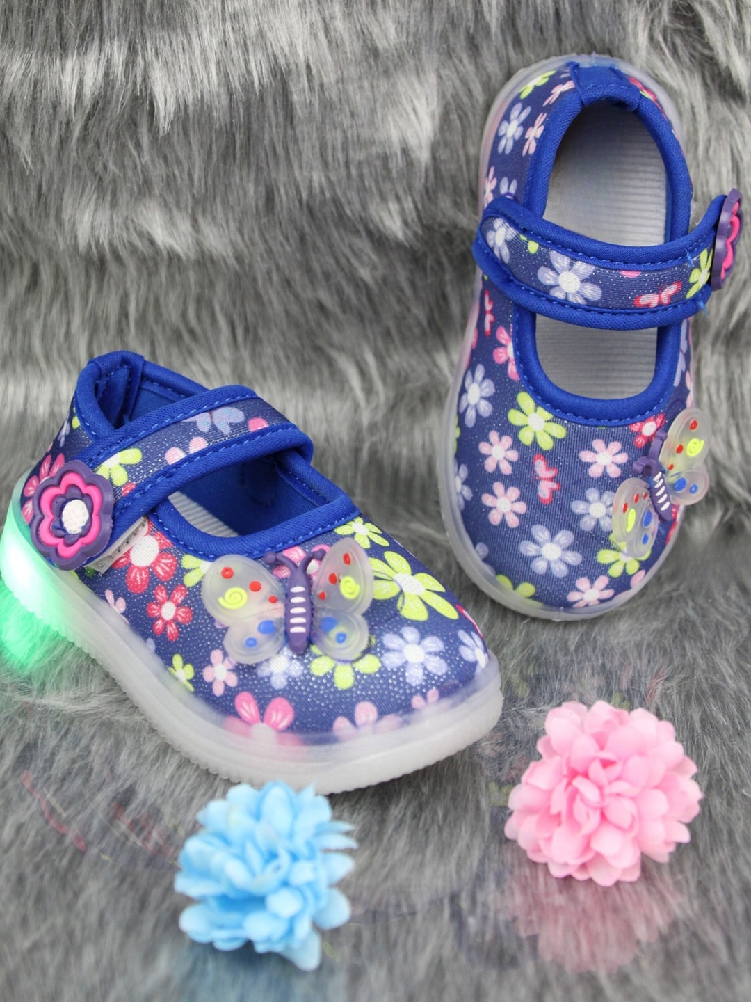 

BAESD Girls Printed Anti Skid LED Sneakers, Navy blue