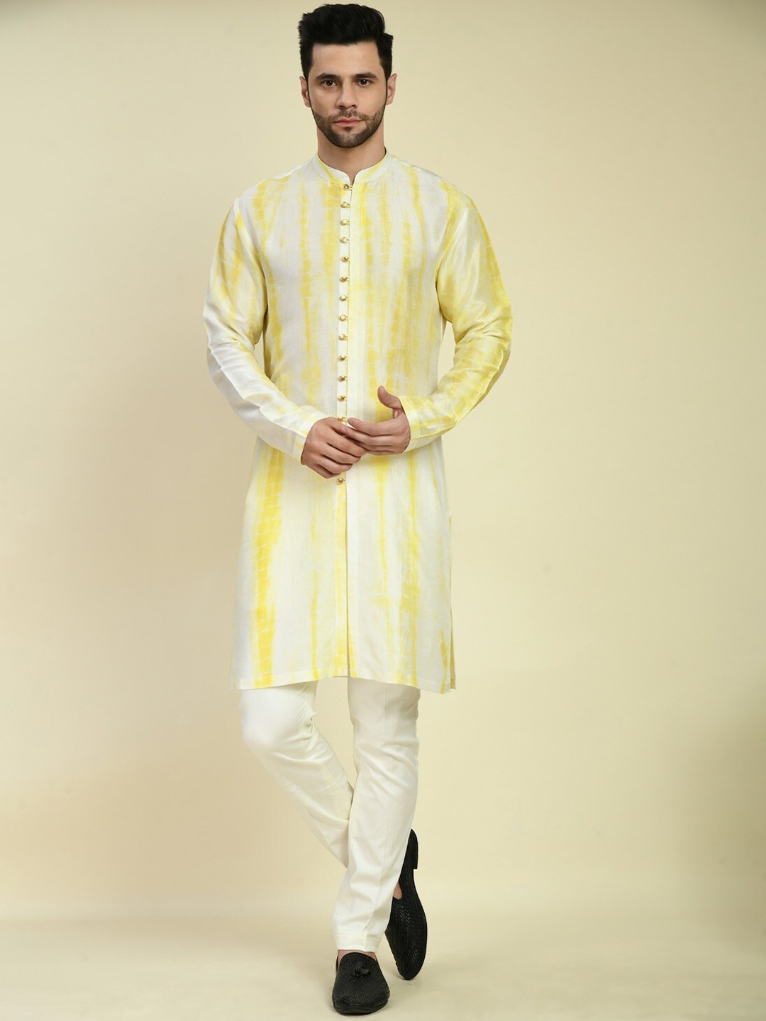 

ONE MAN SHOW Tie & Dye Regular Straight Kurta with Trousers, White