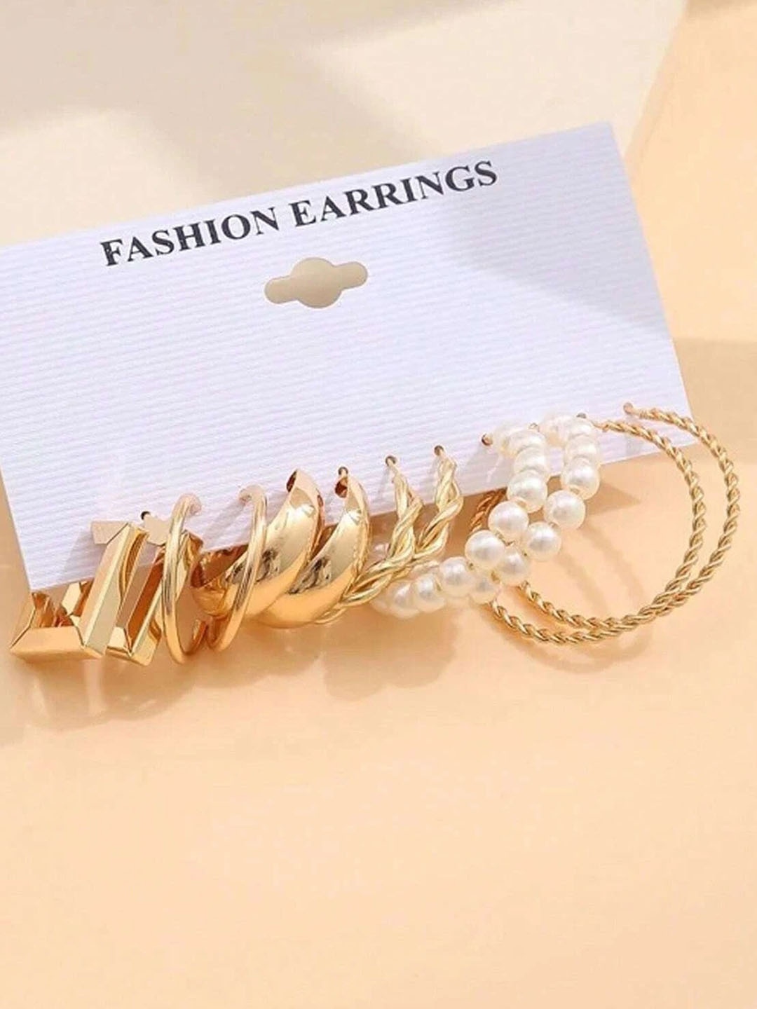 

KARATCART Set Of 6 Gold Plated Hoop Earrings