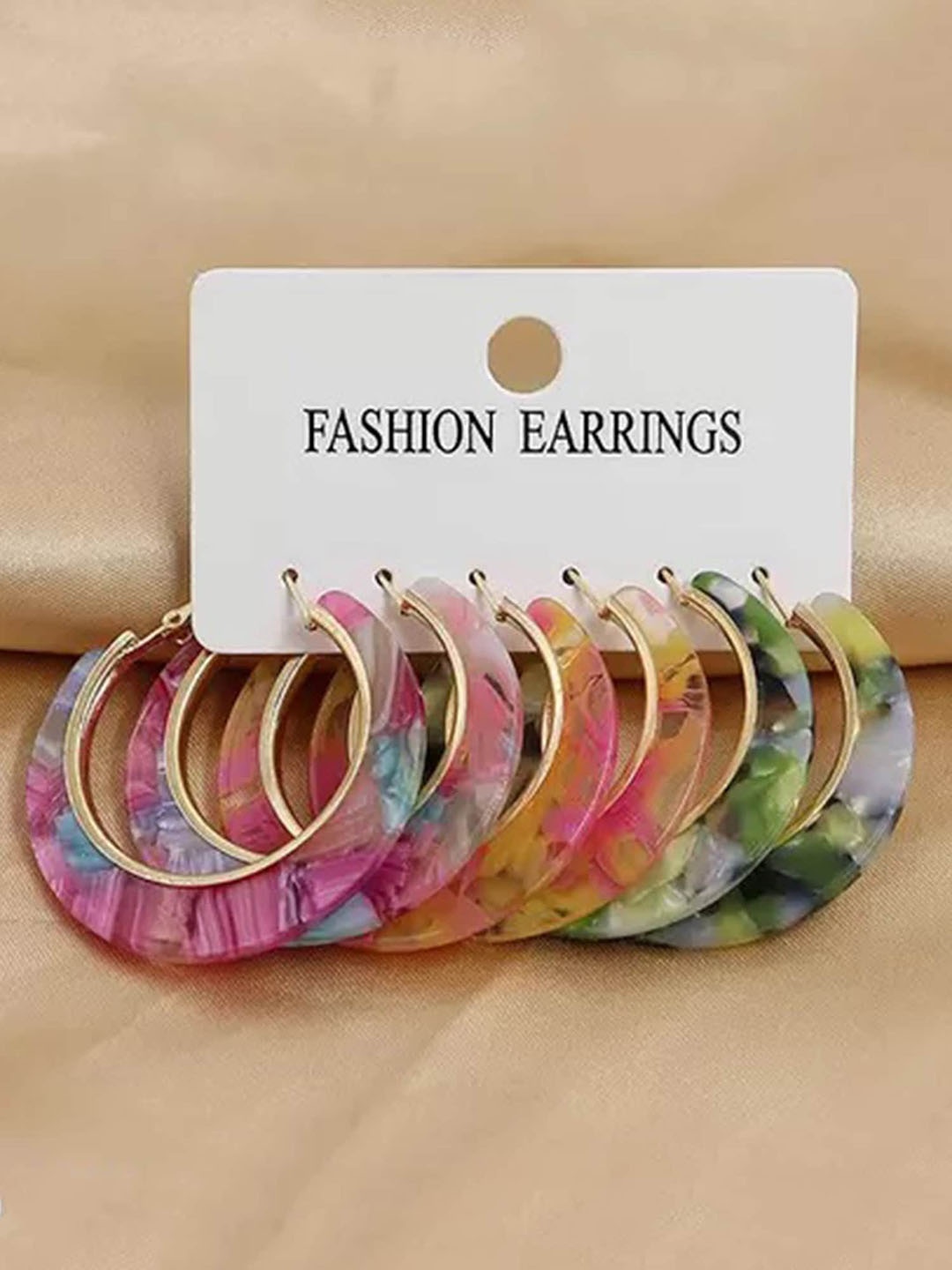 

KARATCART Set Of 3 Silver-Plated Contemporary Hoop Earrings