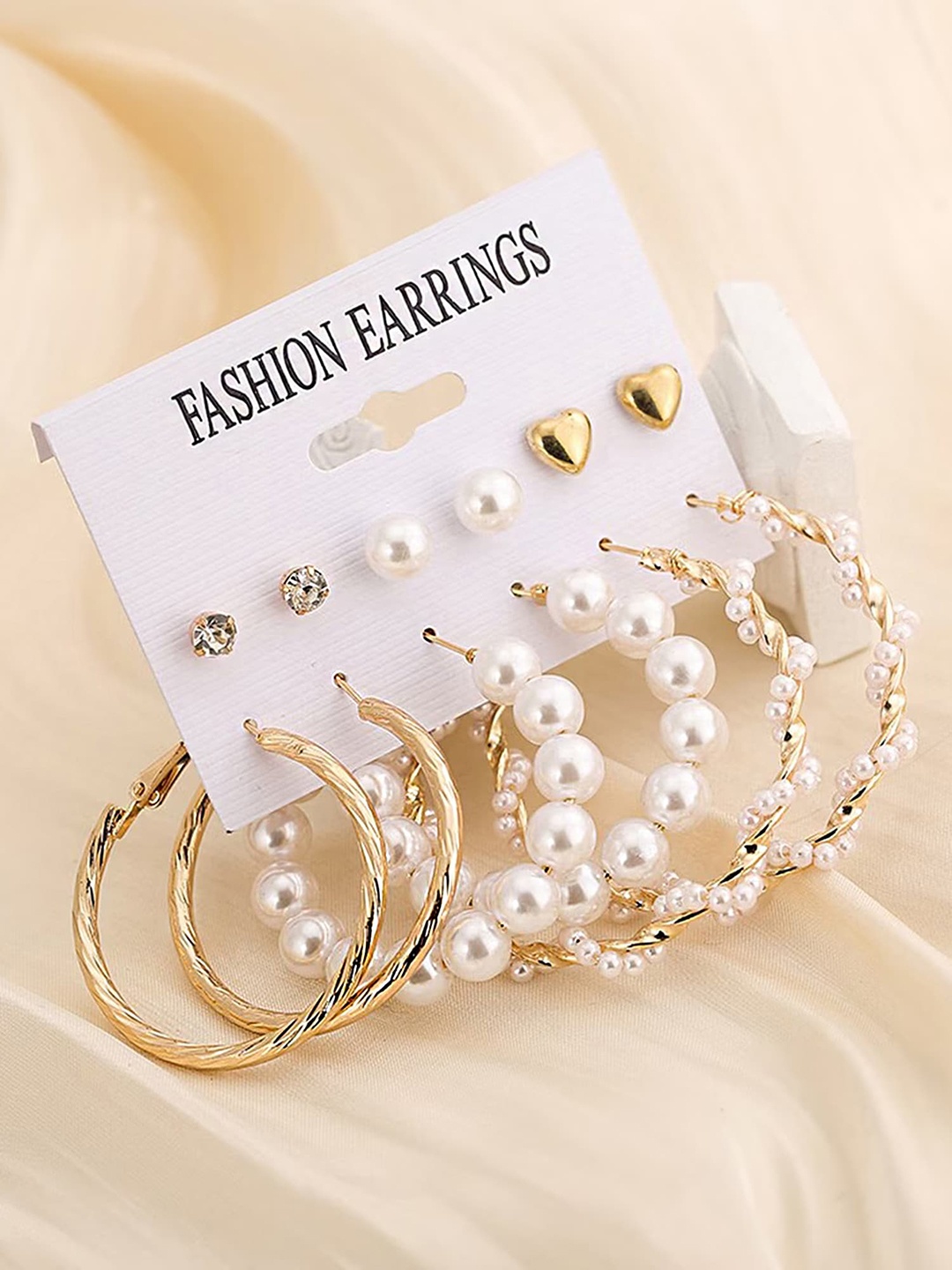 

KARATCART Set Of 6 Gold Plated Circular Stud Earrings