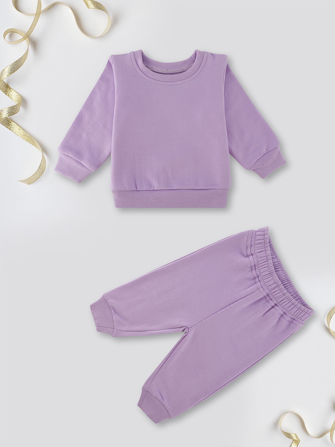 

YK Girls Round Neck Sweatshirt With Joggers, Lavender