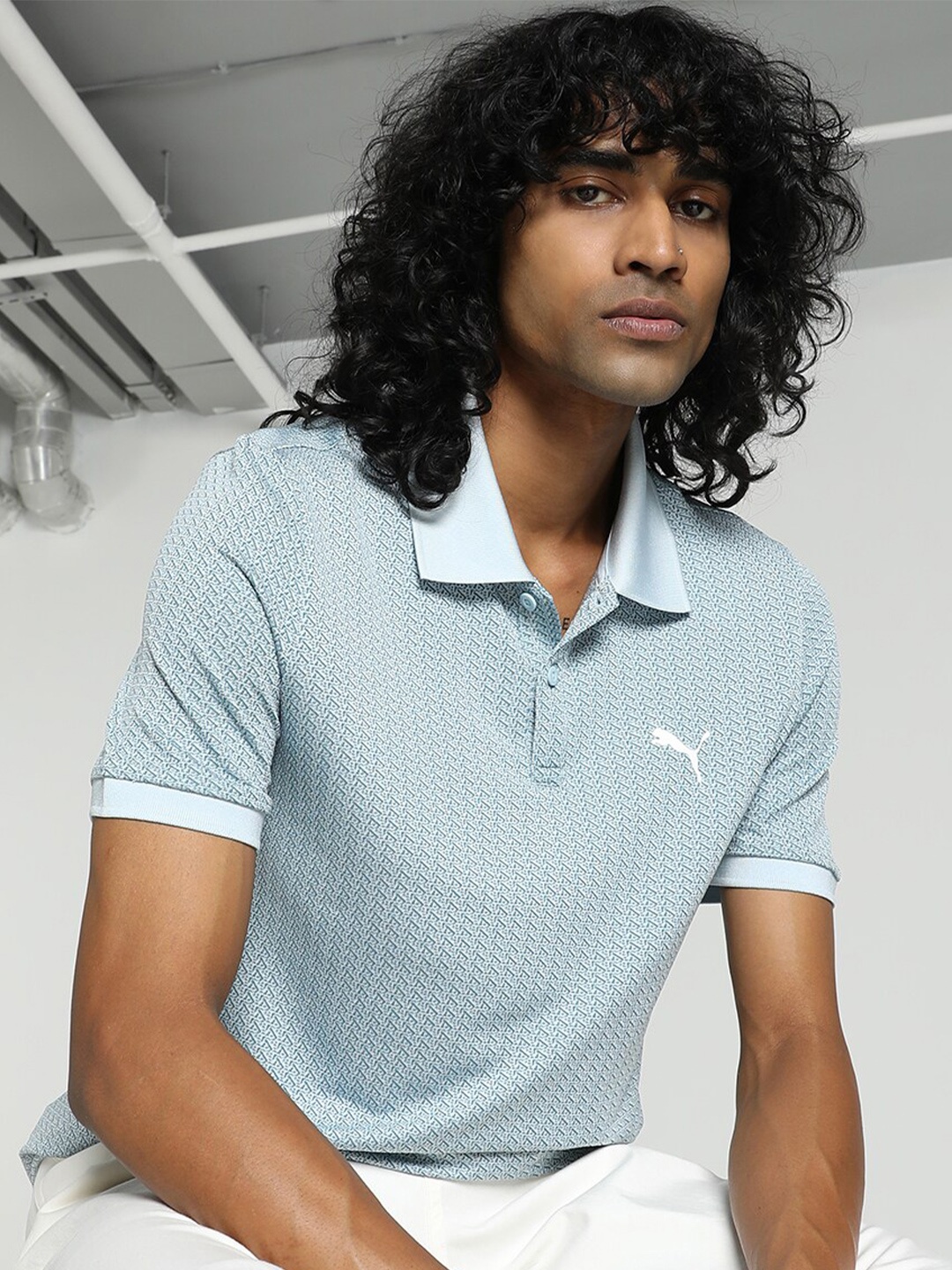 

Puma Seamless Slim Fit Polo Collar T-shirt, Blue