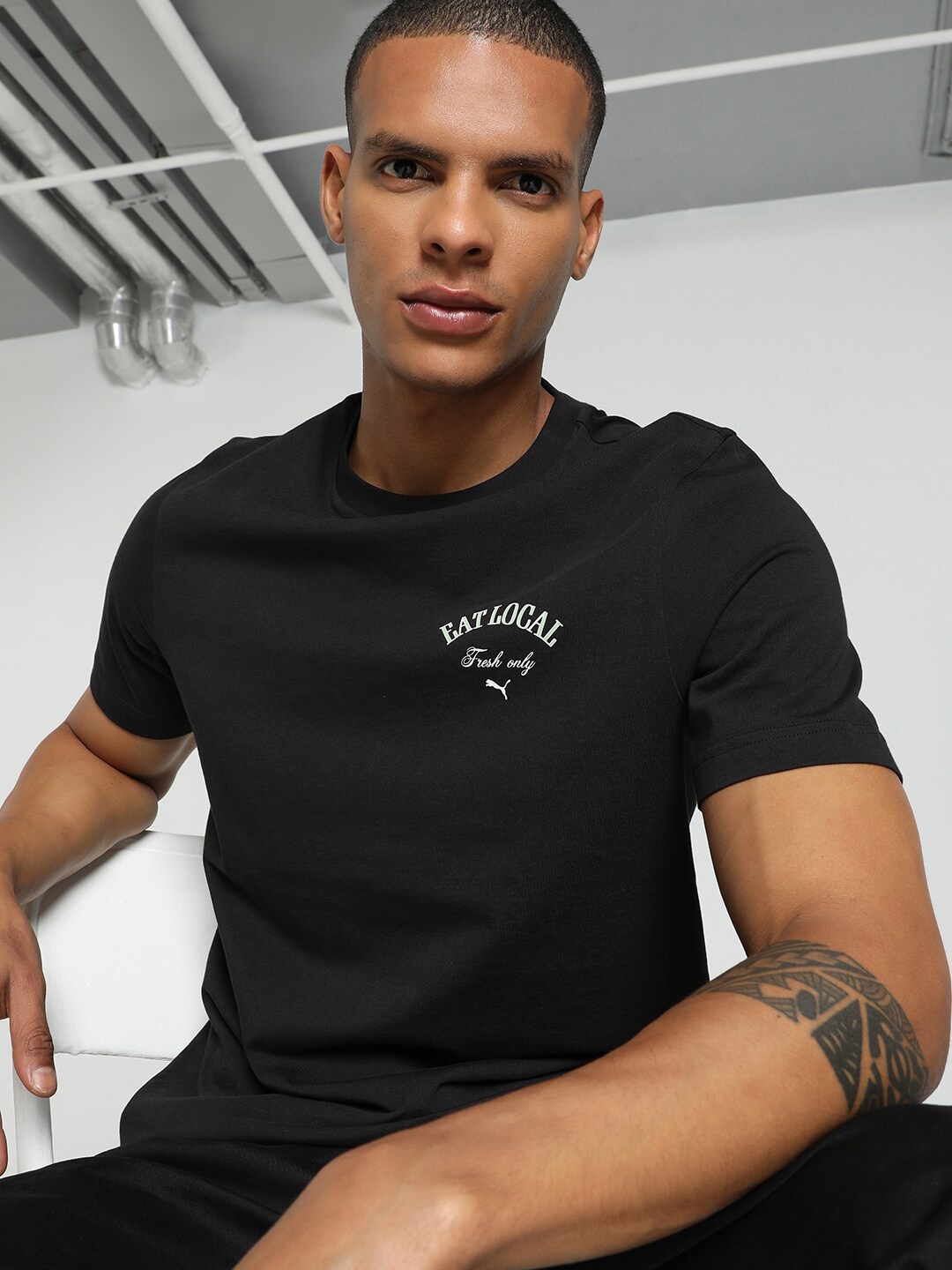 

Puma Graphics Printed Health Cotton T-shirt, Black