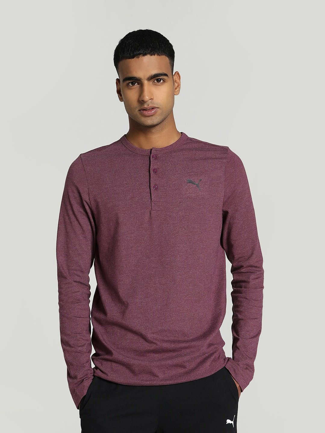 

Puma Henley Neck Long Sleeves Slim Fit T-shirt, Burgundy