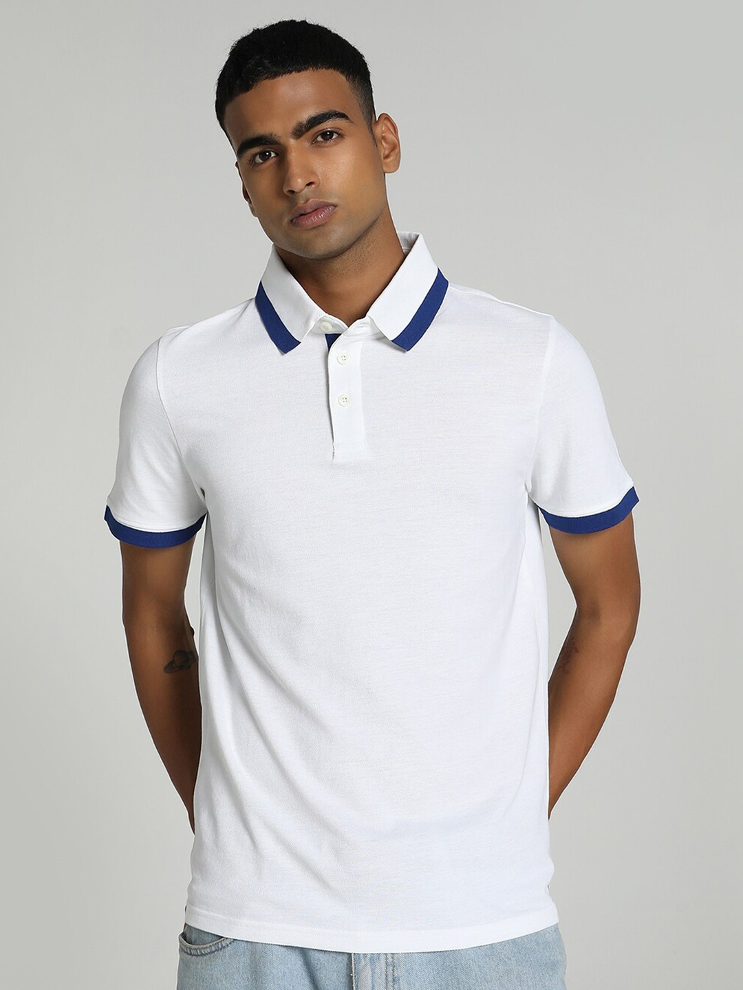 

Puma Pique Tipping Slim Fit Polo Collar Slim Fit Cotton T-shirt, White