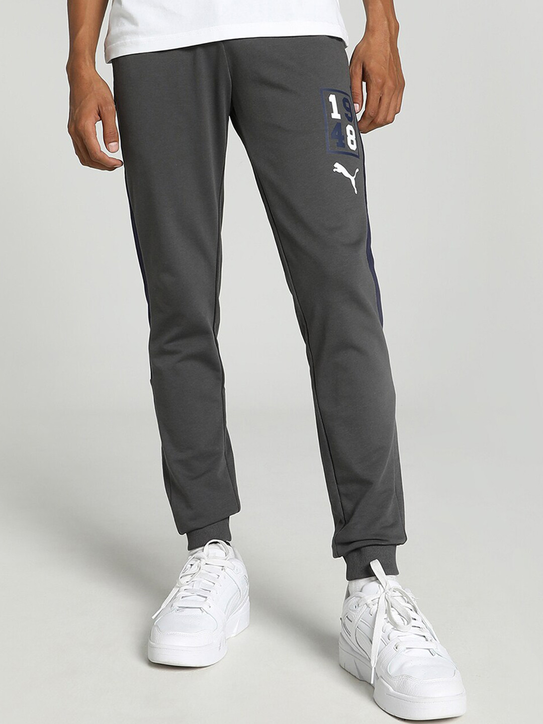 

Puma Men Graphic Colorblock Slim Fit Pants, Grey