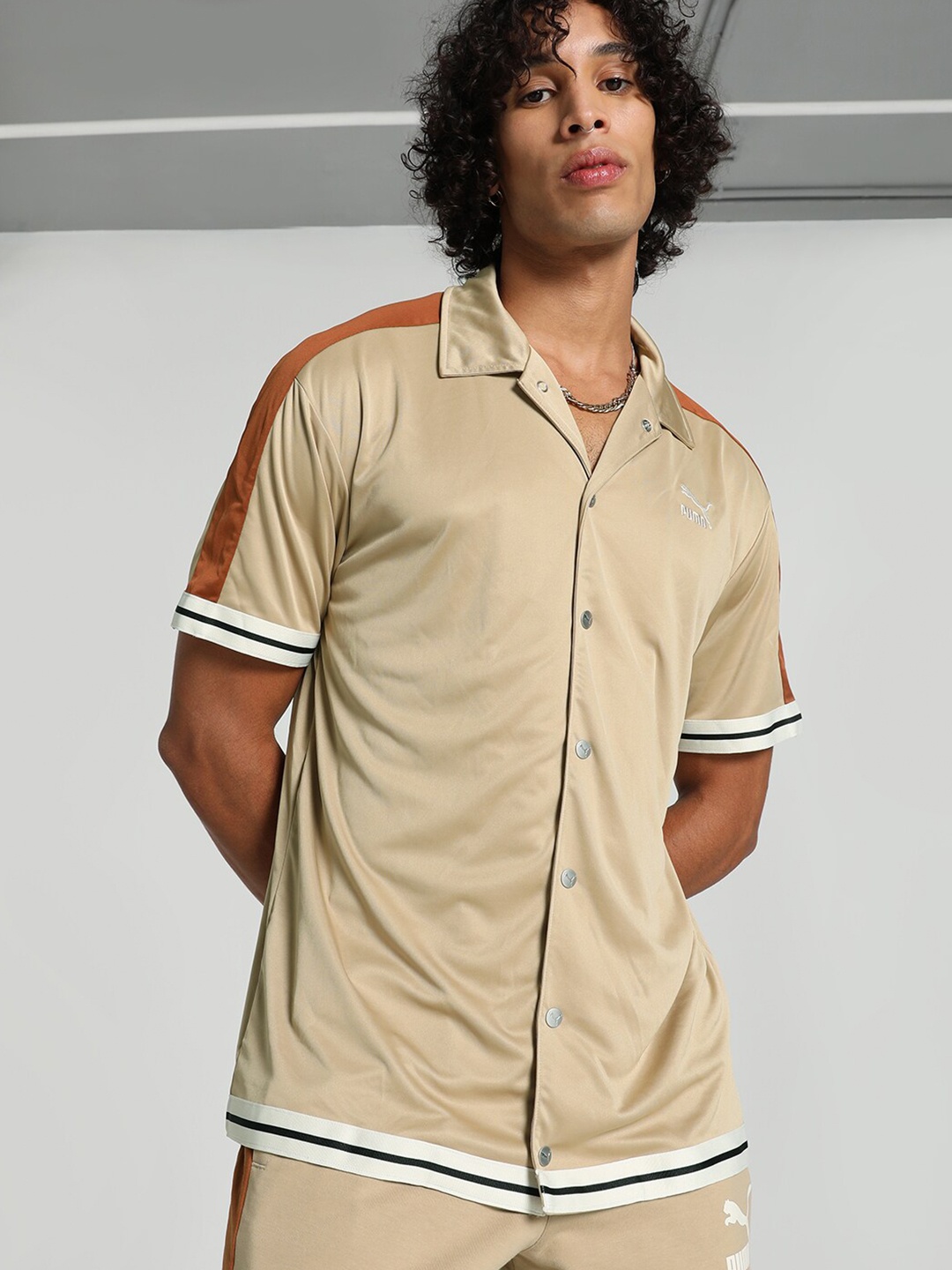 

Puma T7 Shooting Regular Fit Knitted Shirt, Beige