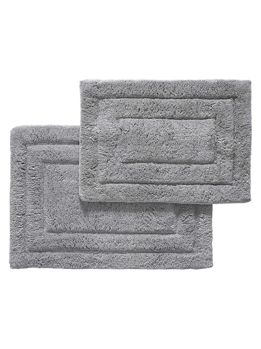 

SENSES Grey 2 Pieces Embossed 2800 GSM Cotton Non-slip Lightweight Bath Rugs