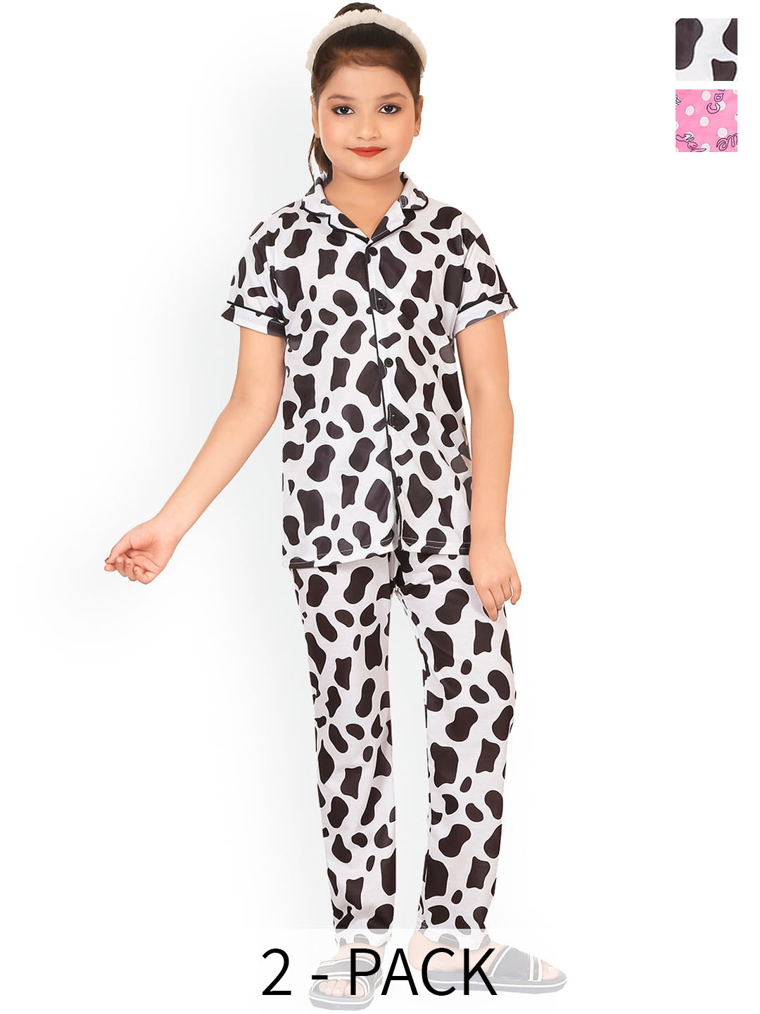 

BAESD Girls Pack Of 2 Printed Shirt & Pyjama, Black