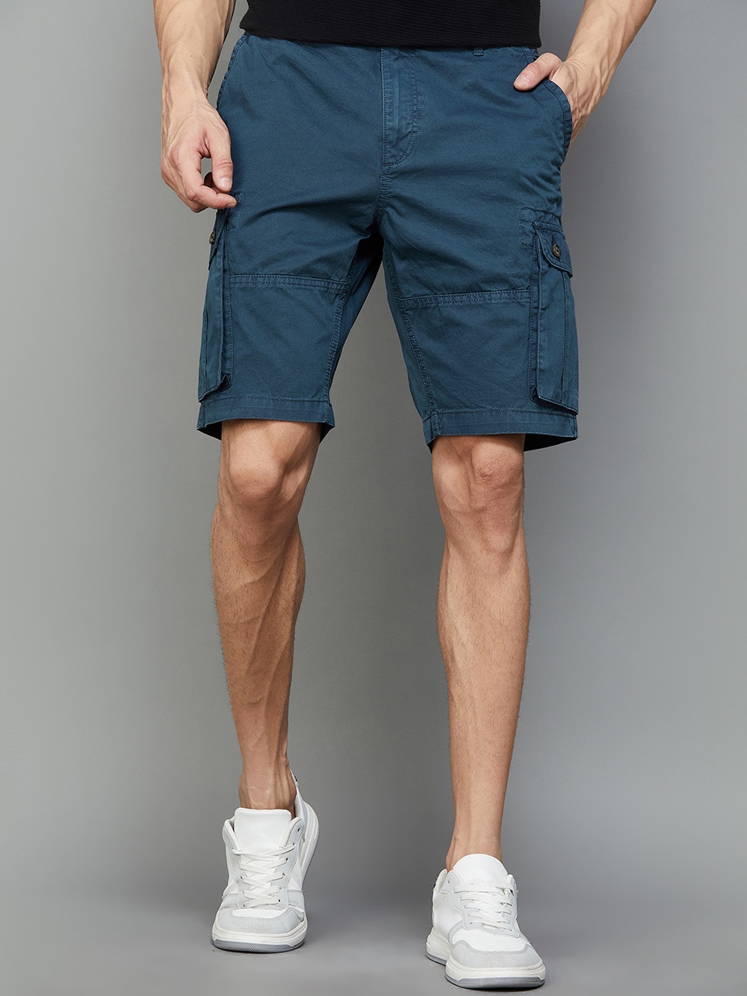 

Fame Forever by Lifestyle Men Mid-Rise Cotton Cargo Shorts, Blue