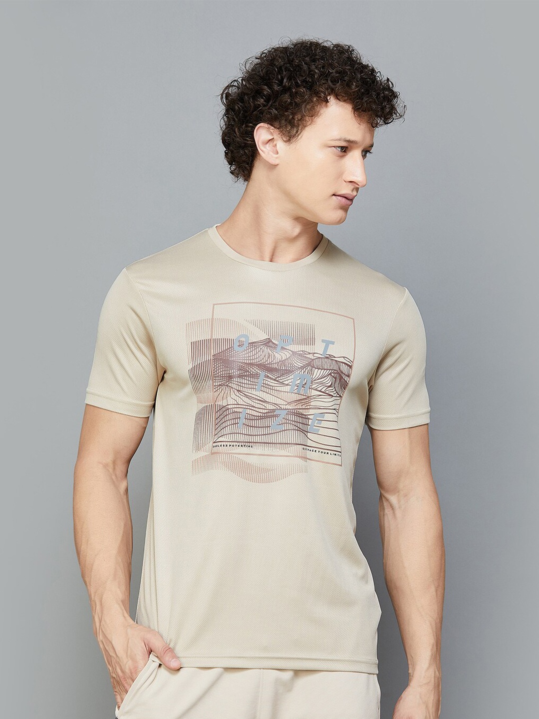 

Fame Forever by Lifestyle Graphic Printed Round Neck T-shirt, Beige