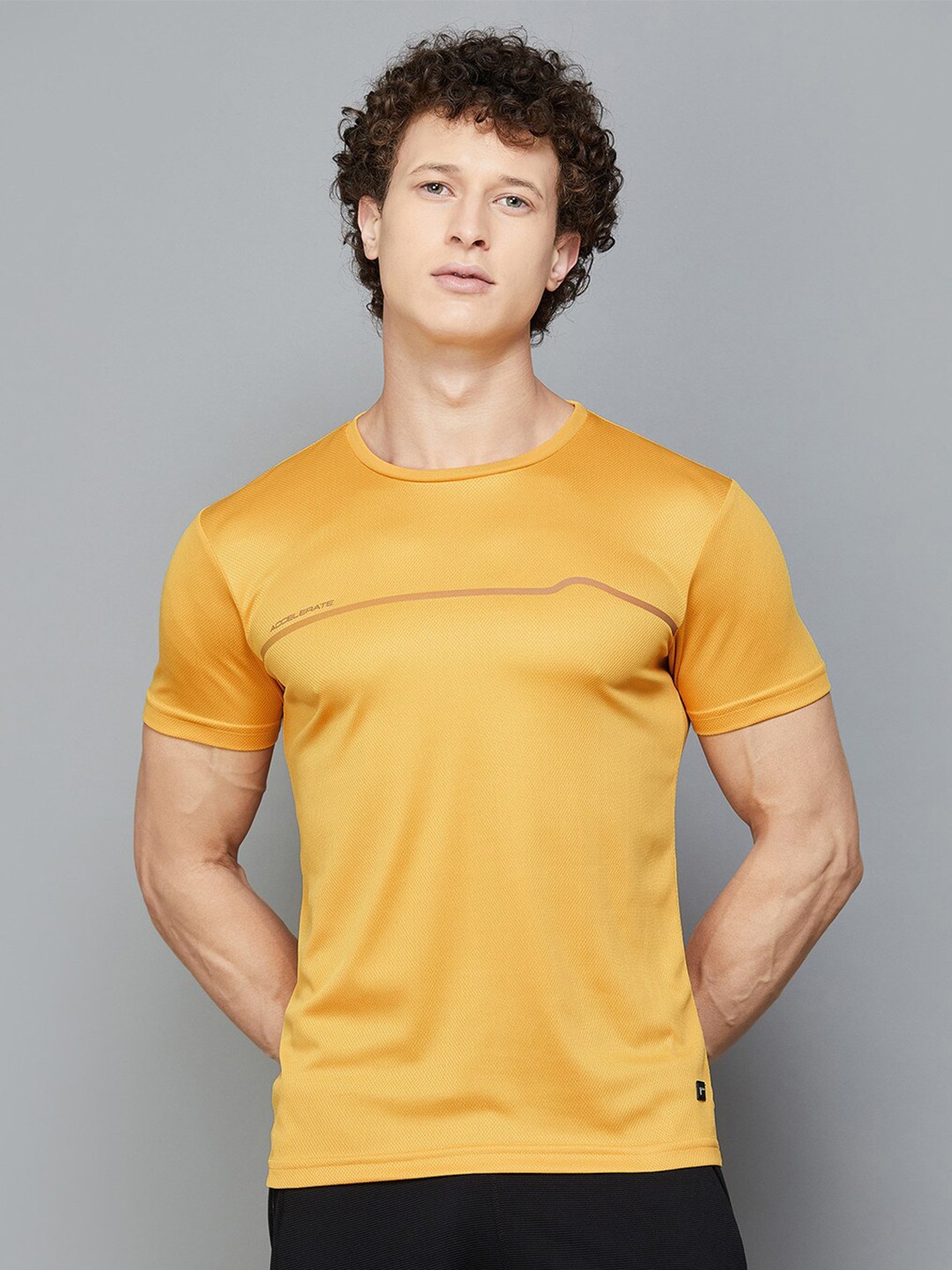 

Fame Forever by Lifestyle Abstract Printed Round Neck T-shirt, Yellow