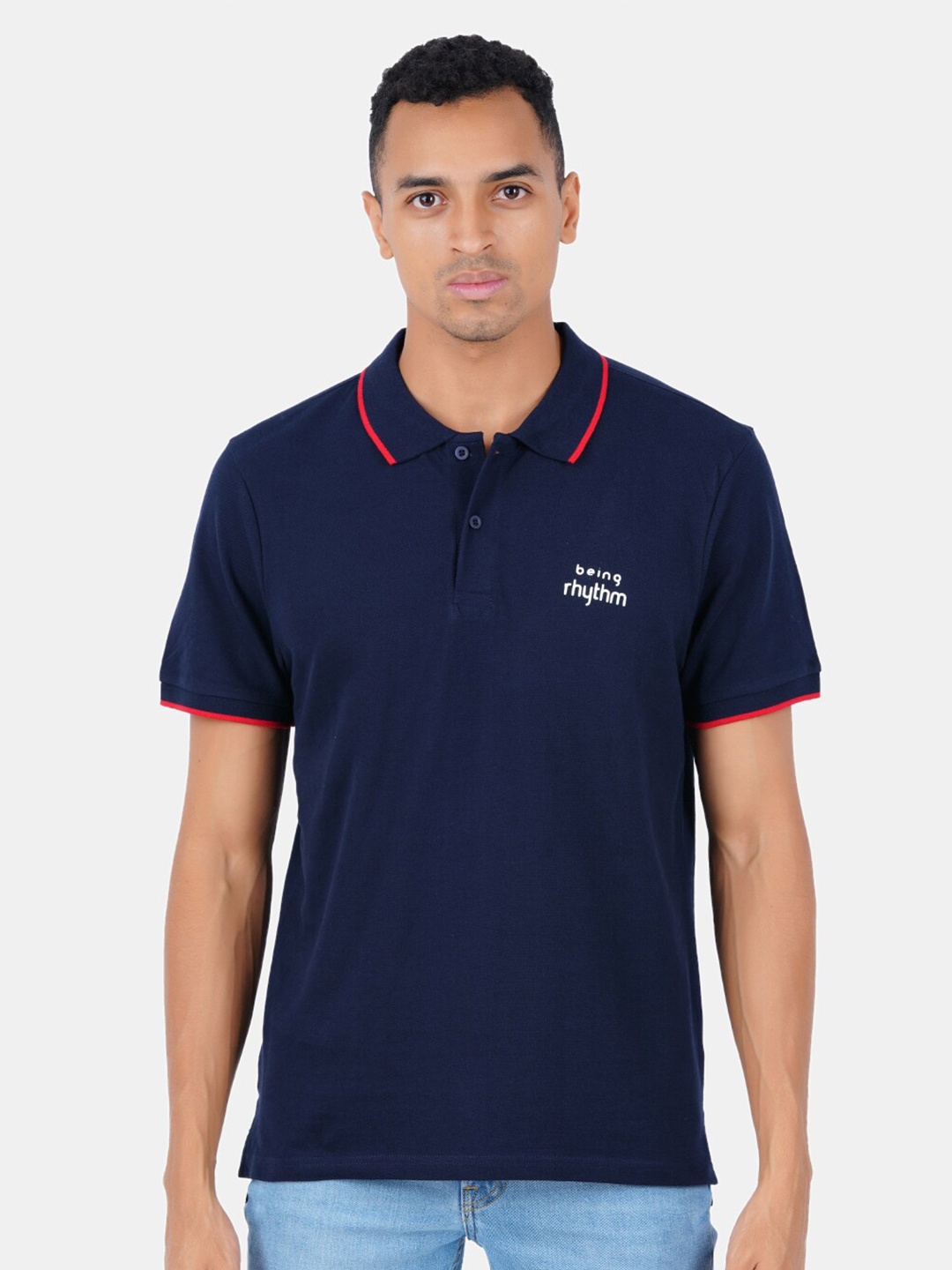 

BAESD Polo Collar Pure Cotton T-shirt, Navy blue