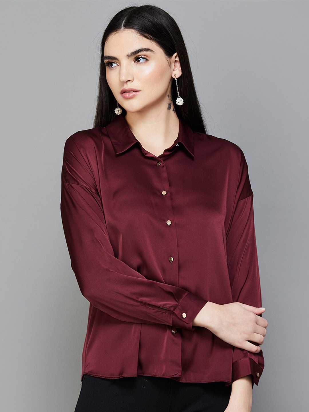 

CODE by Lifestyle Extended Sleeves Shirt Style Top, Red