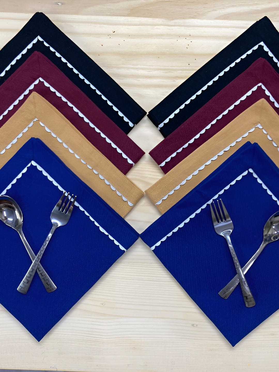 

FOVEROS Blue & Beige 6 Pieces Cotton Table Napkins