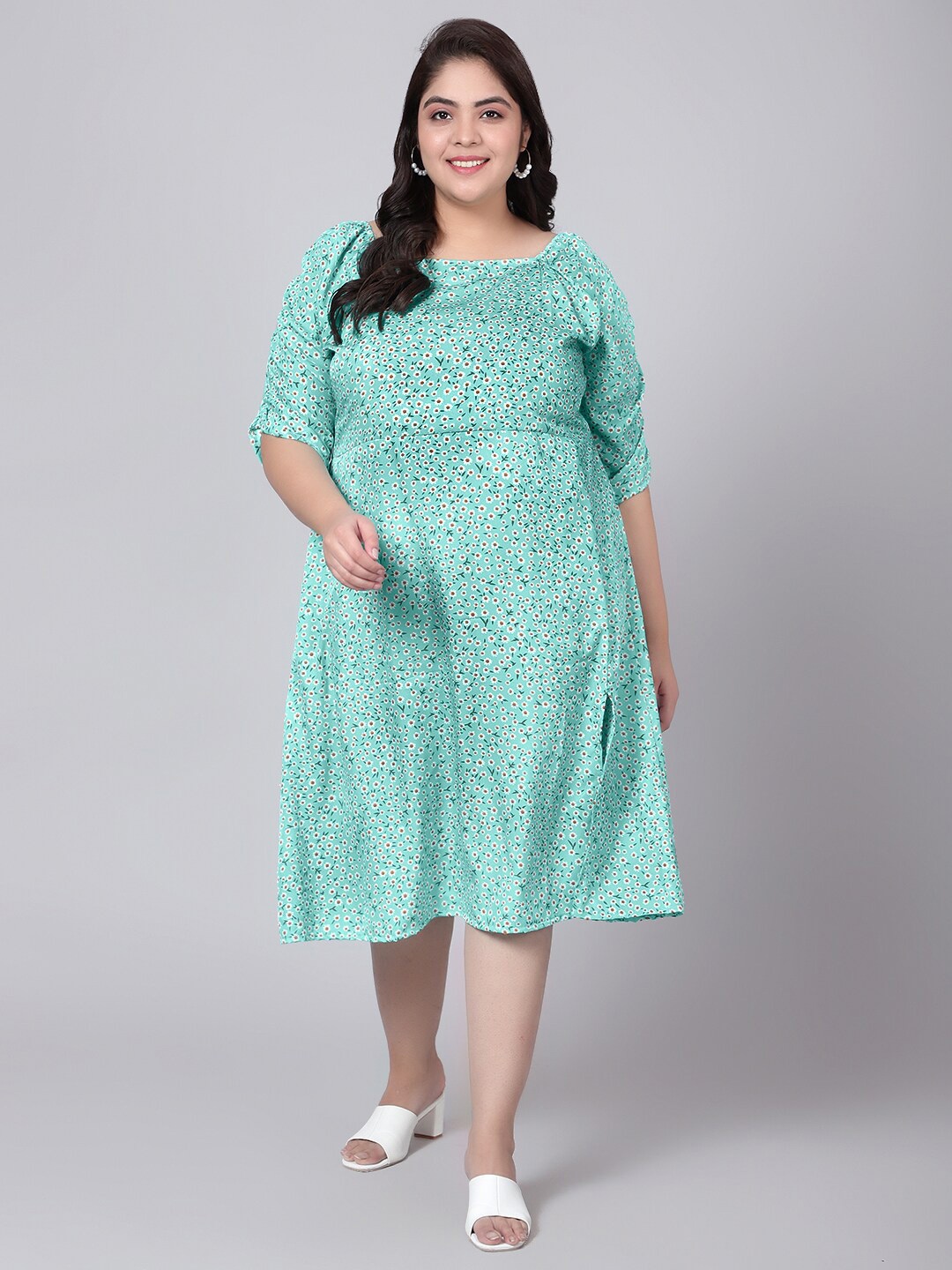 

Indietoga Floral Print Empire Midi Dress, Green
