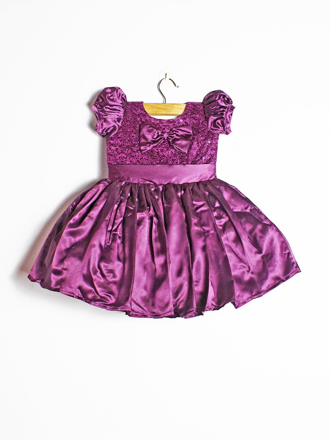 

BAESD Girls Puff Sleeves Fit & Flare Dress, Purple