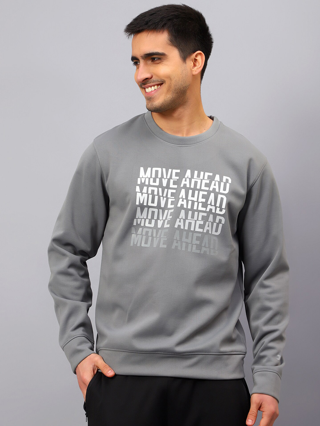 

Shiv Naresh Typography Printed Round Neck Long Sleeves Pullover Sweatshirt, Grey