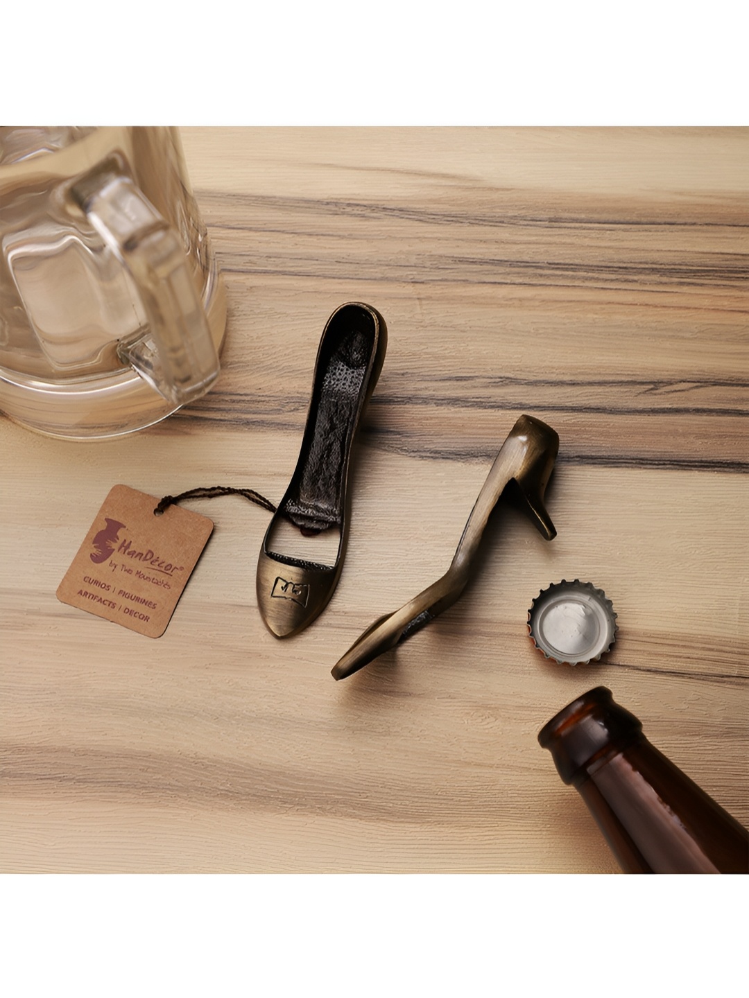 

Two Moustaches Brown Brass Bottle Opener Curio Showpiece