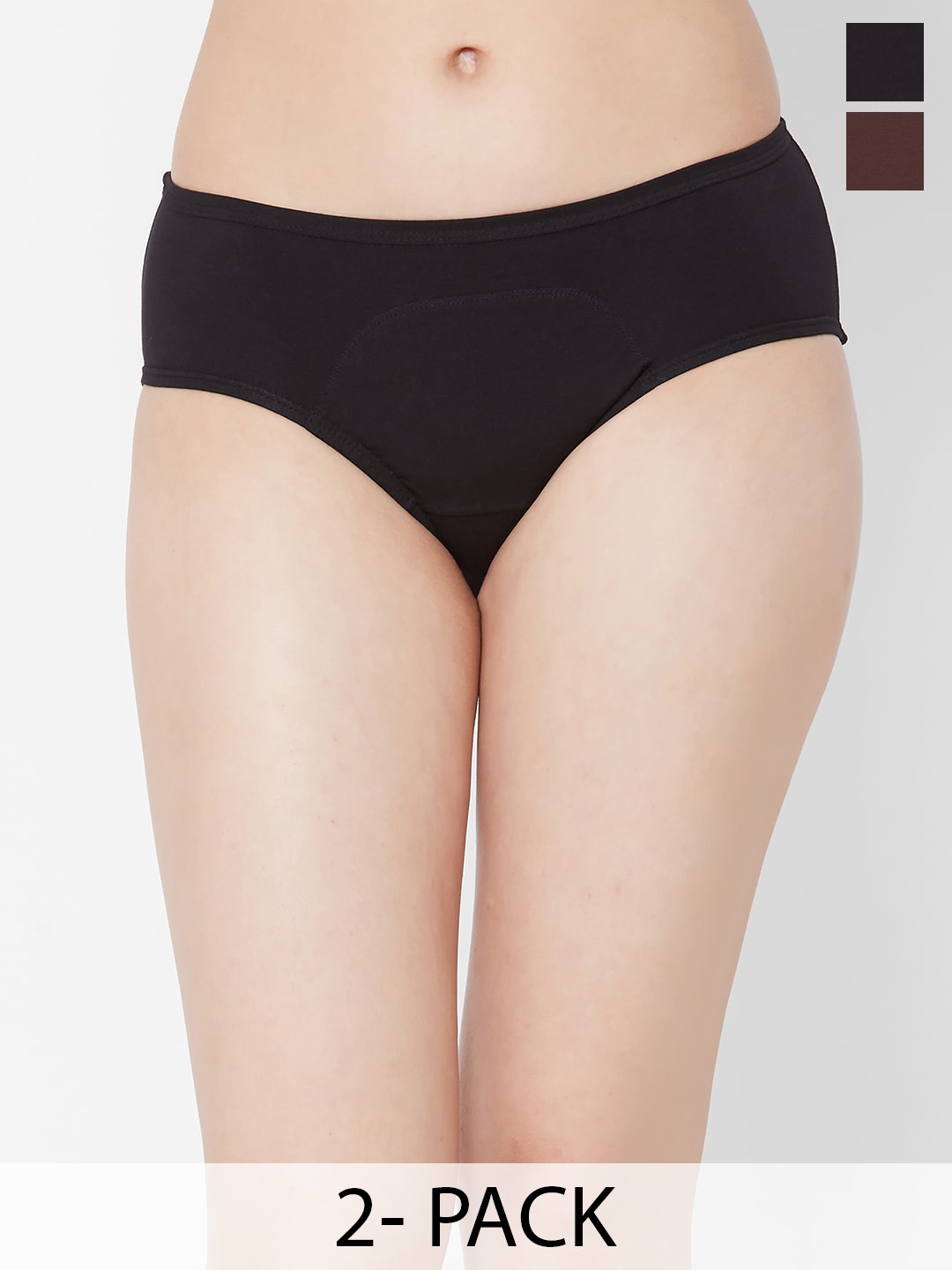

Juliet Pack Of 2 Cotton Mid Rise Period Panties, Black