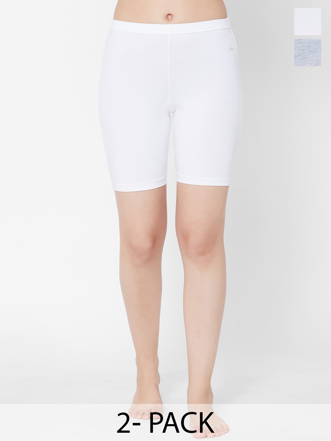 

Juliet Pack Of 2 Self Design Mid-Rise Pure Cotton Boy Shorts Briefs, White