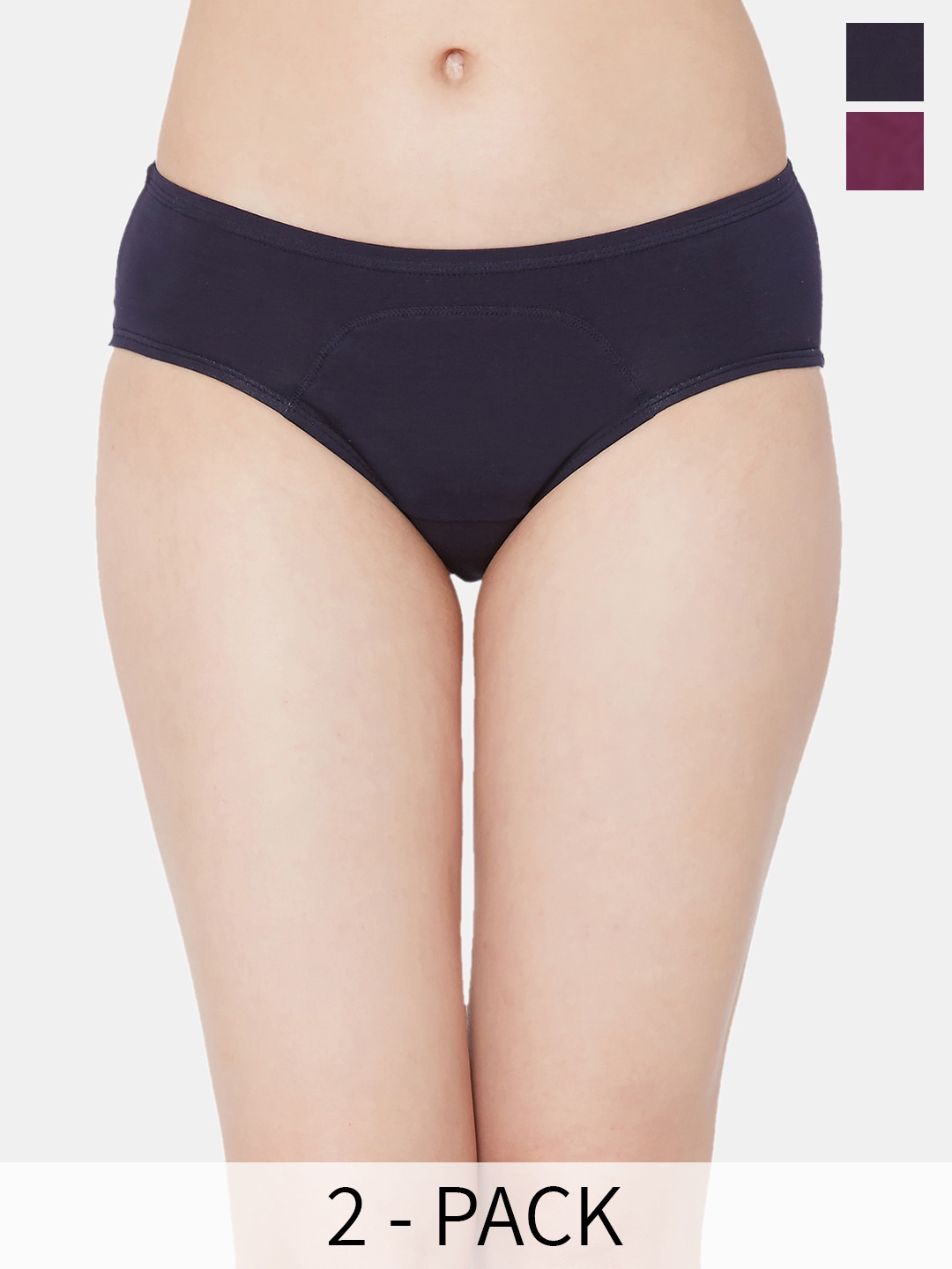 

Juliet Pack Of 2 Cotton Mid Rise Period Panties, Black