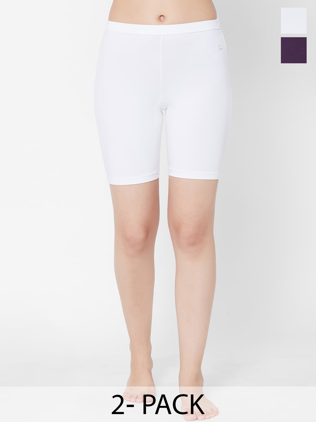 

Juliet Pack Of 2 Cotton Mid Rise Boy Shorts, White
