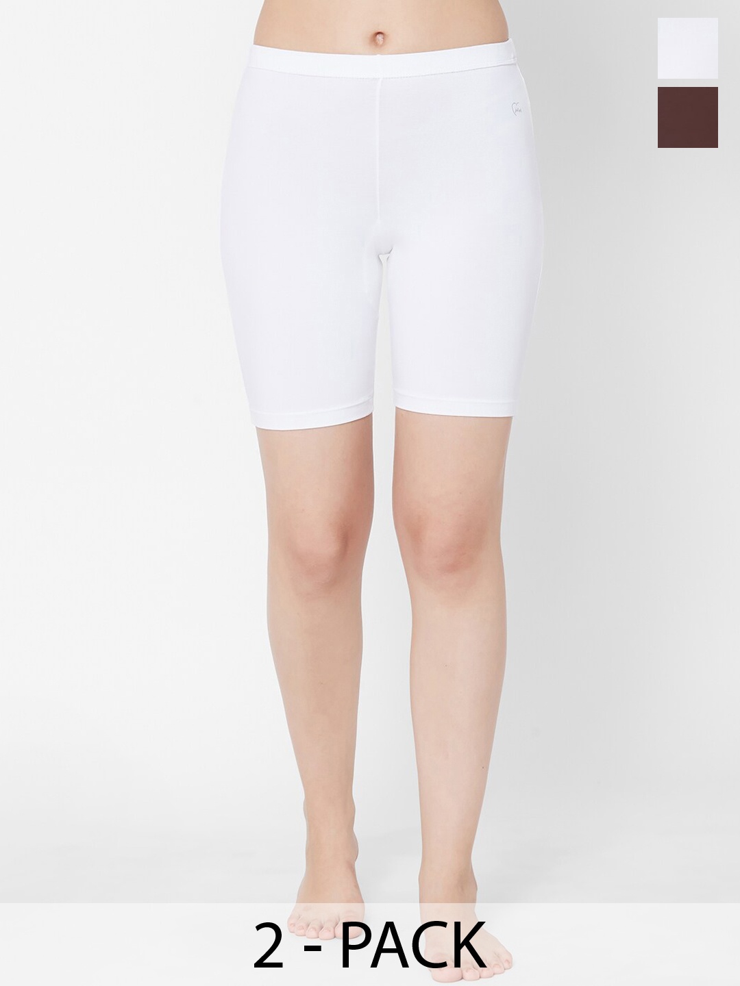 

Juliet Women Pack of 2 Cotton Mid-Rise Boy Shorts Briefs SHORTIES WH-CO-2XL, White