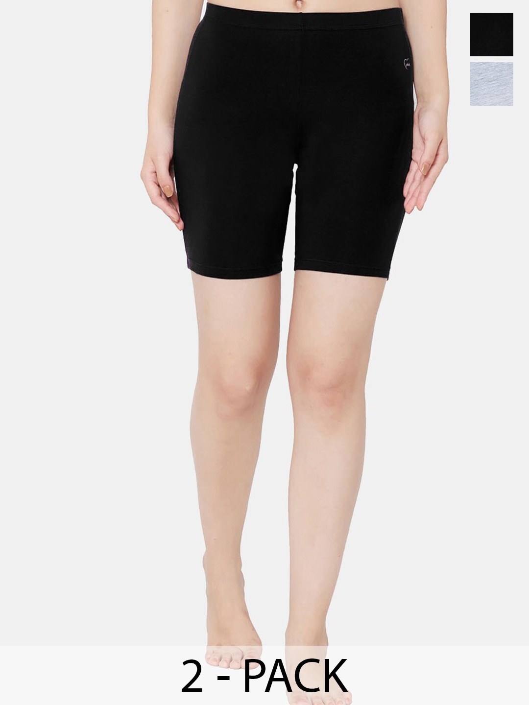 

Juliet Pack Of 2 Cotton Mid Rise Boy Shorts, Black