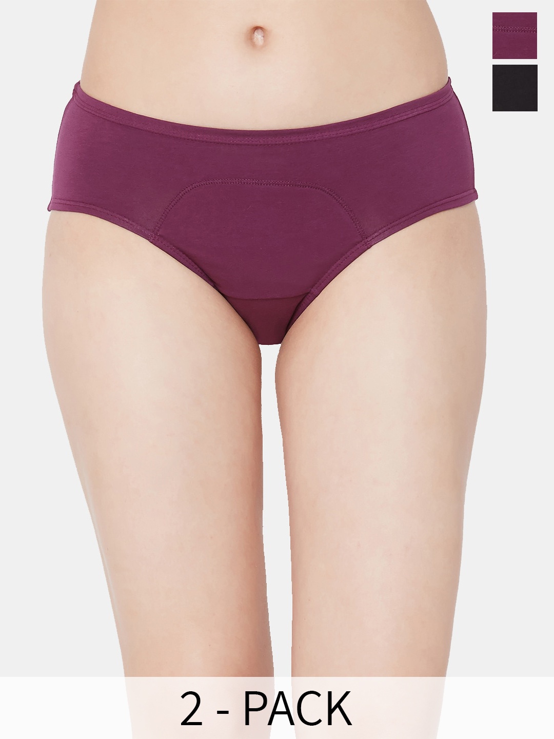 

Juliet Pack Of 2 Cotton Mid Rise Period Panties, Burgundy