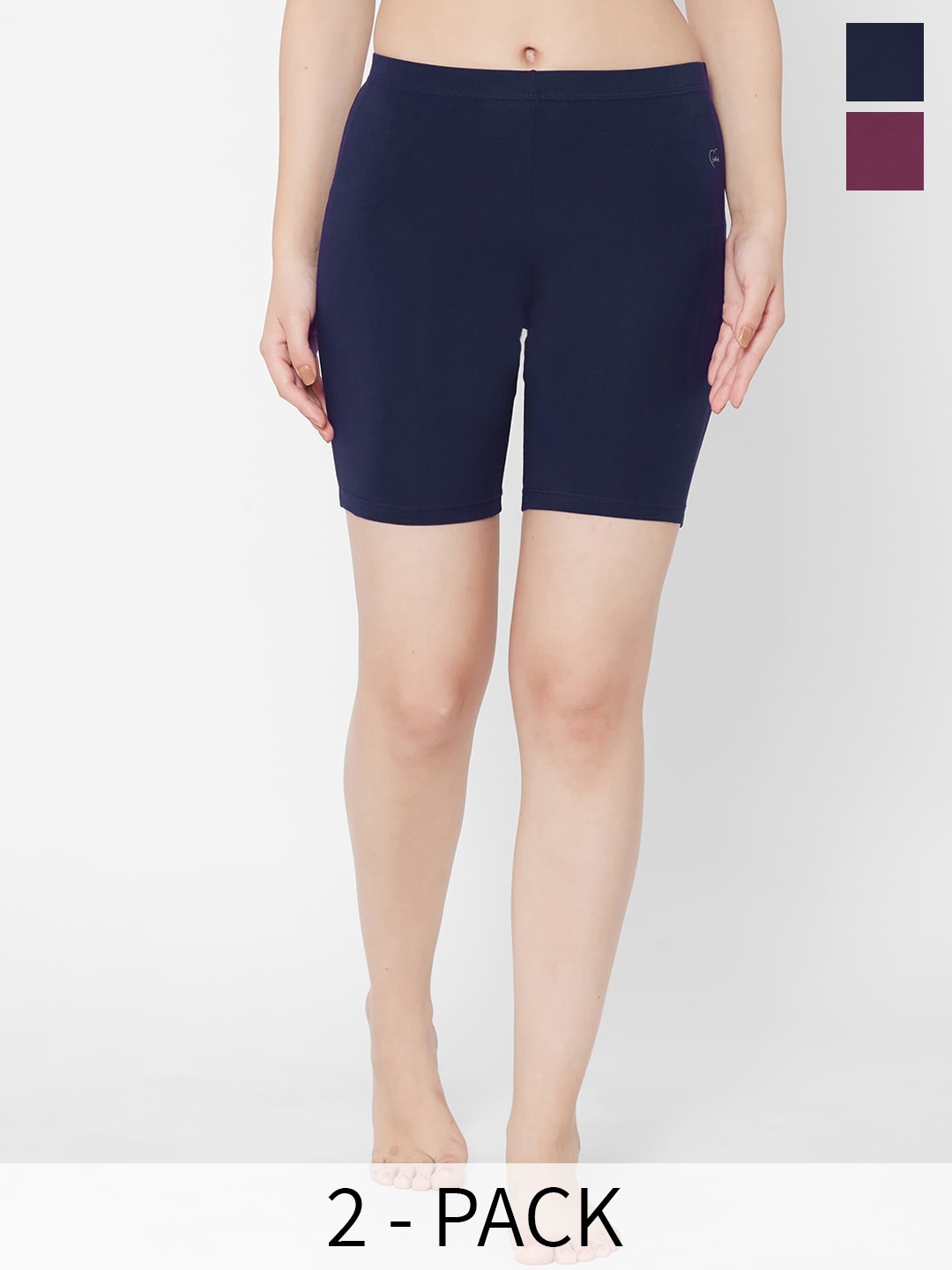 

Juliet Pack Of 2 Cotton Mid Rise Boy Short, Navy blue