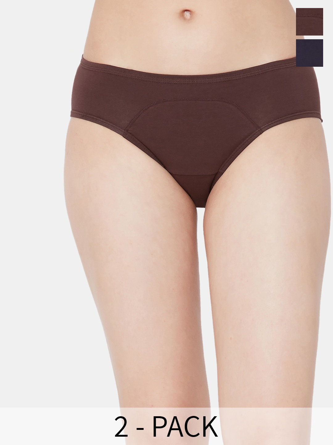 

Juliet Pack Of 2 Cotton Mid Rise Period Panties, Brown