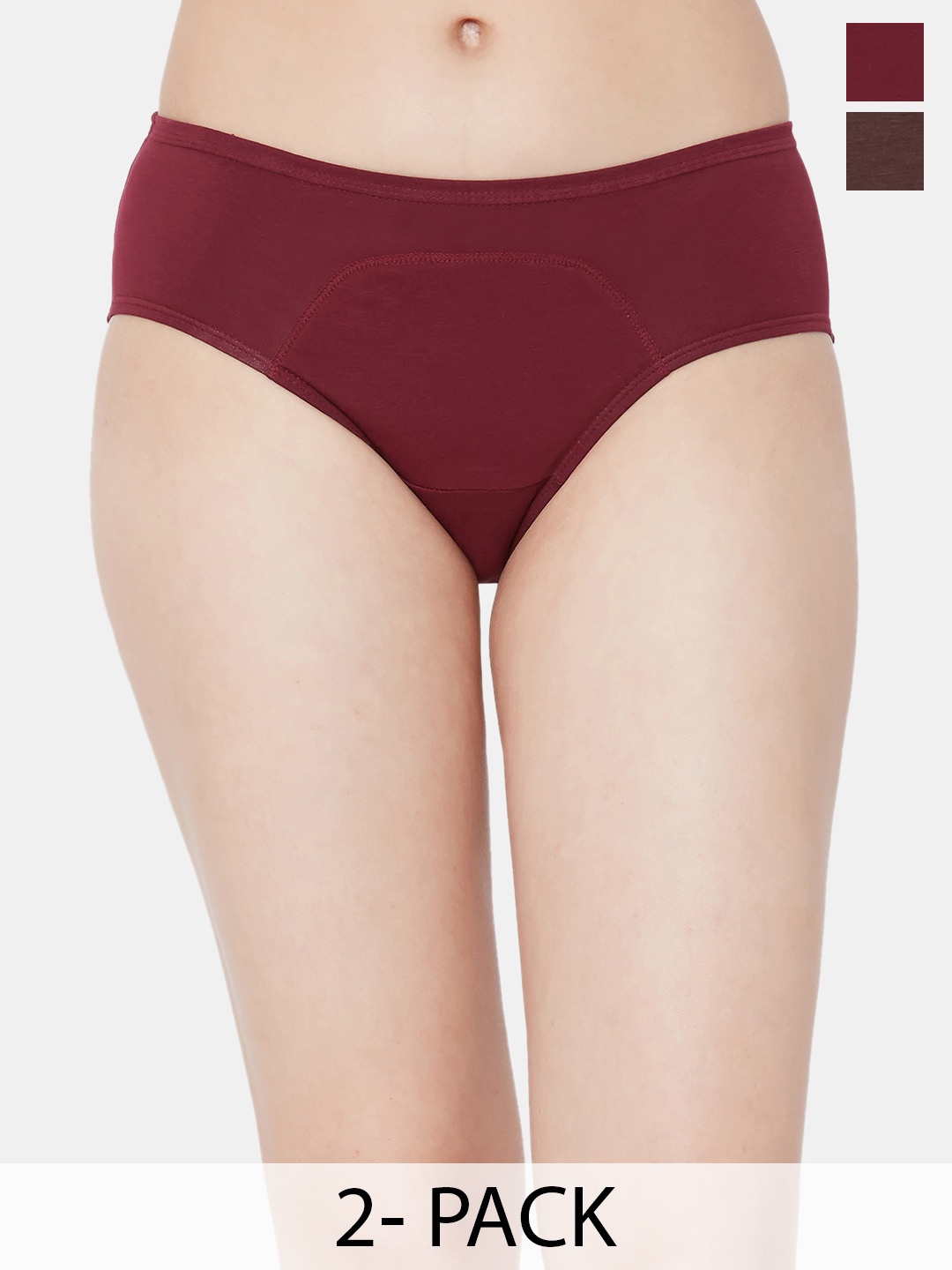 

Juliet Pack Of 2 Cotton Mid Rise Period Panties, Maroon