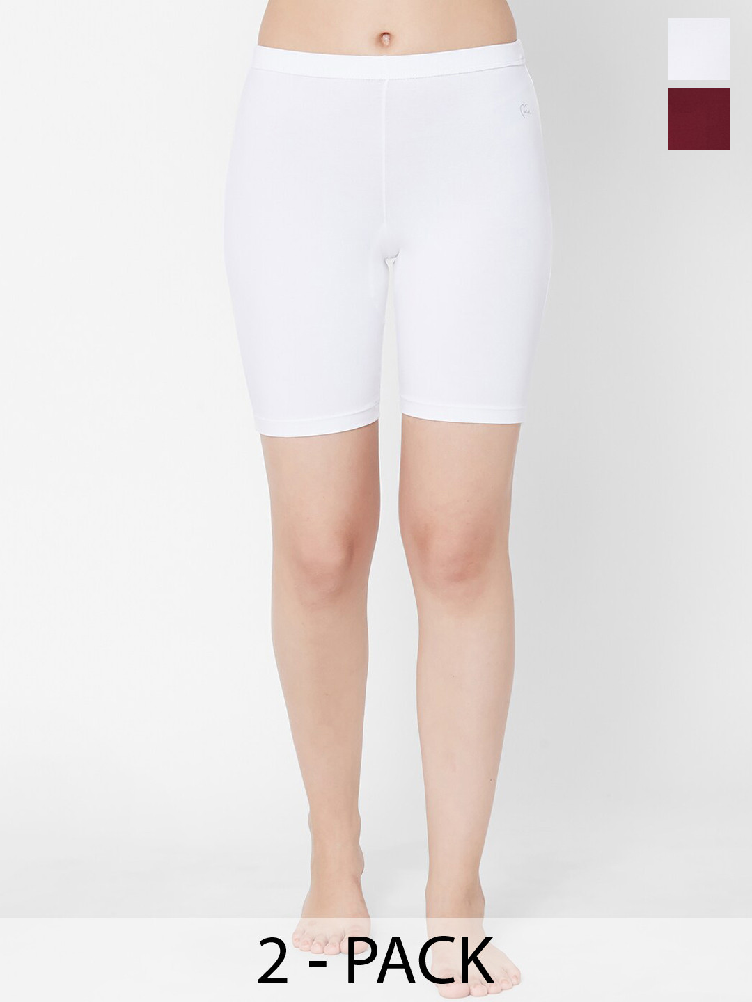 

Juliet Pack Of 2 Cotton Mid Rise Boy Short, White