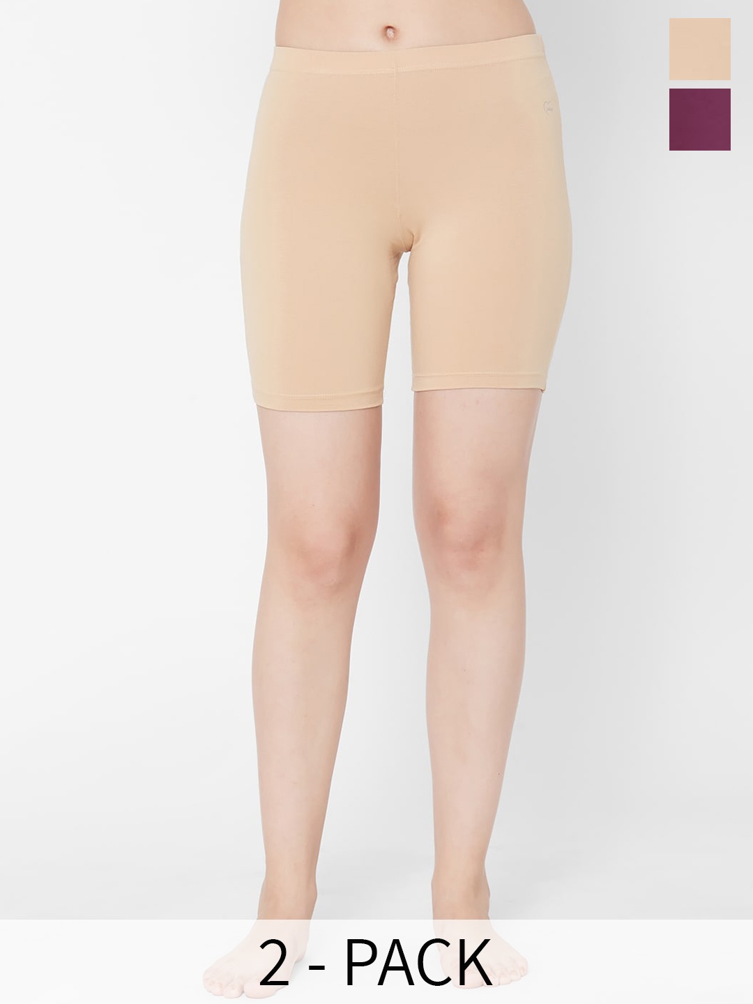 

Juliet Pack Of 2 Cotton Mid Rise Boy Shorts, Beige