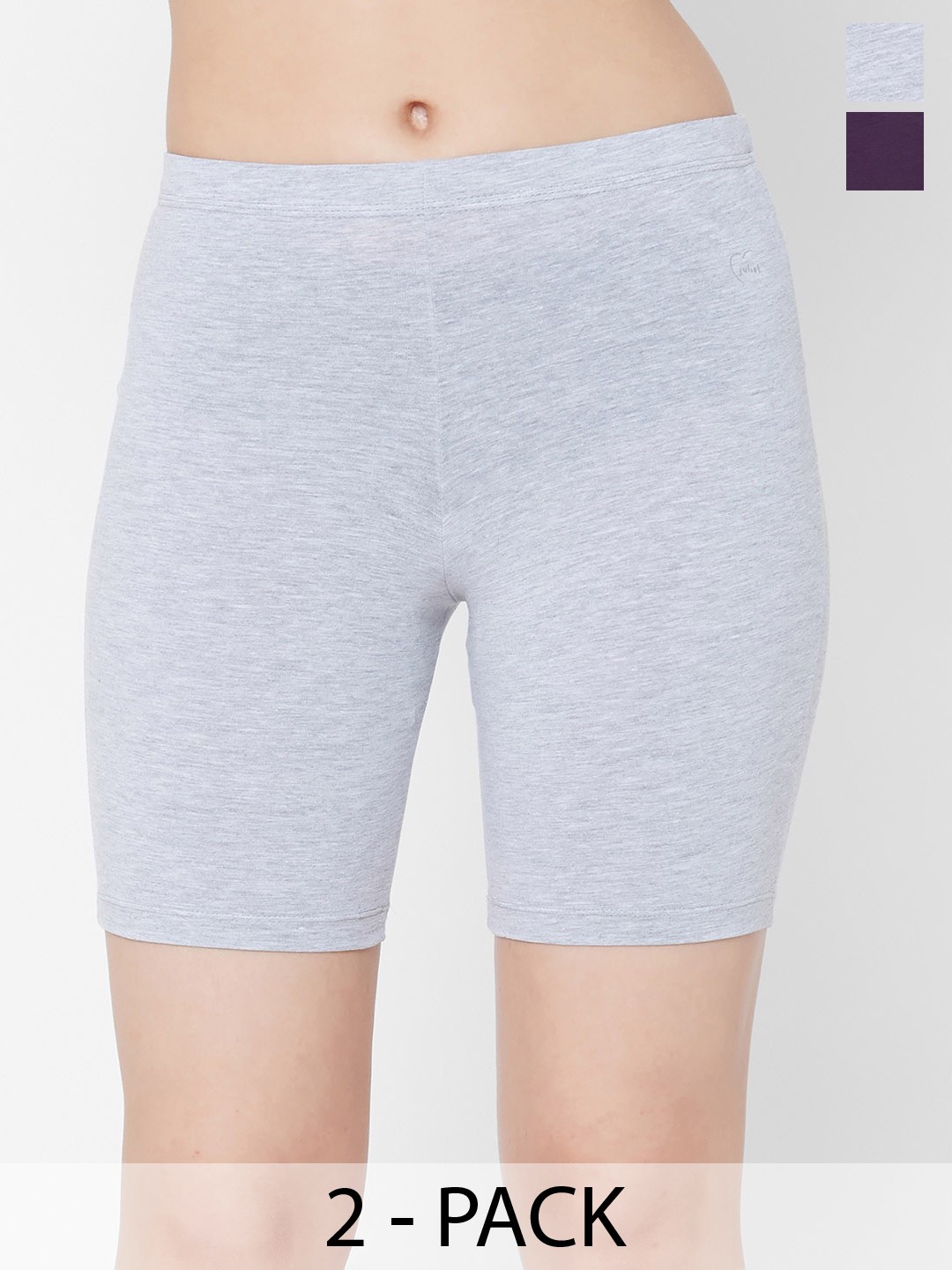 

Juliet Pack Of 2 Cotton Mid Rise Boy Shorts, Grey
