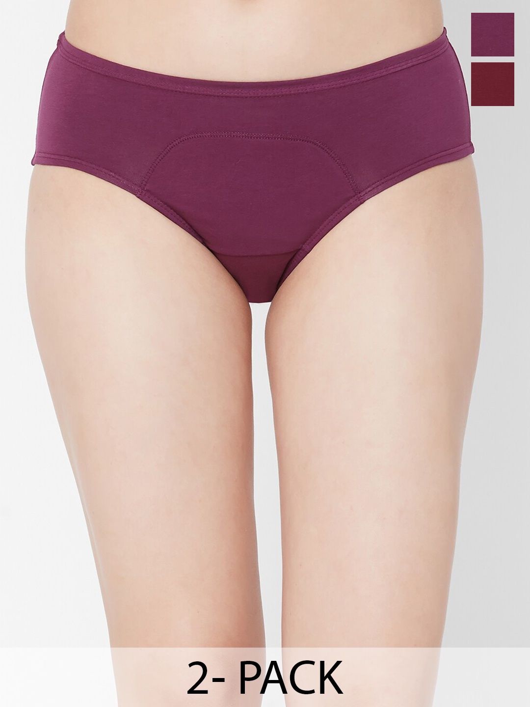 

Juliet Women Pack Of 2 Cotton Period Briefs- PERIOD PANTY -MR-CC-S, Maroon