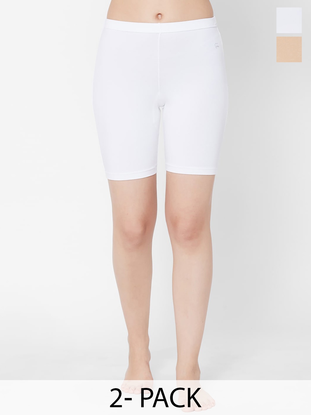 

Juliet Pack Of 2 Cotton Mid Rise Boy Shorts, White