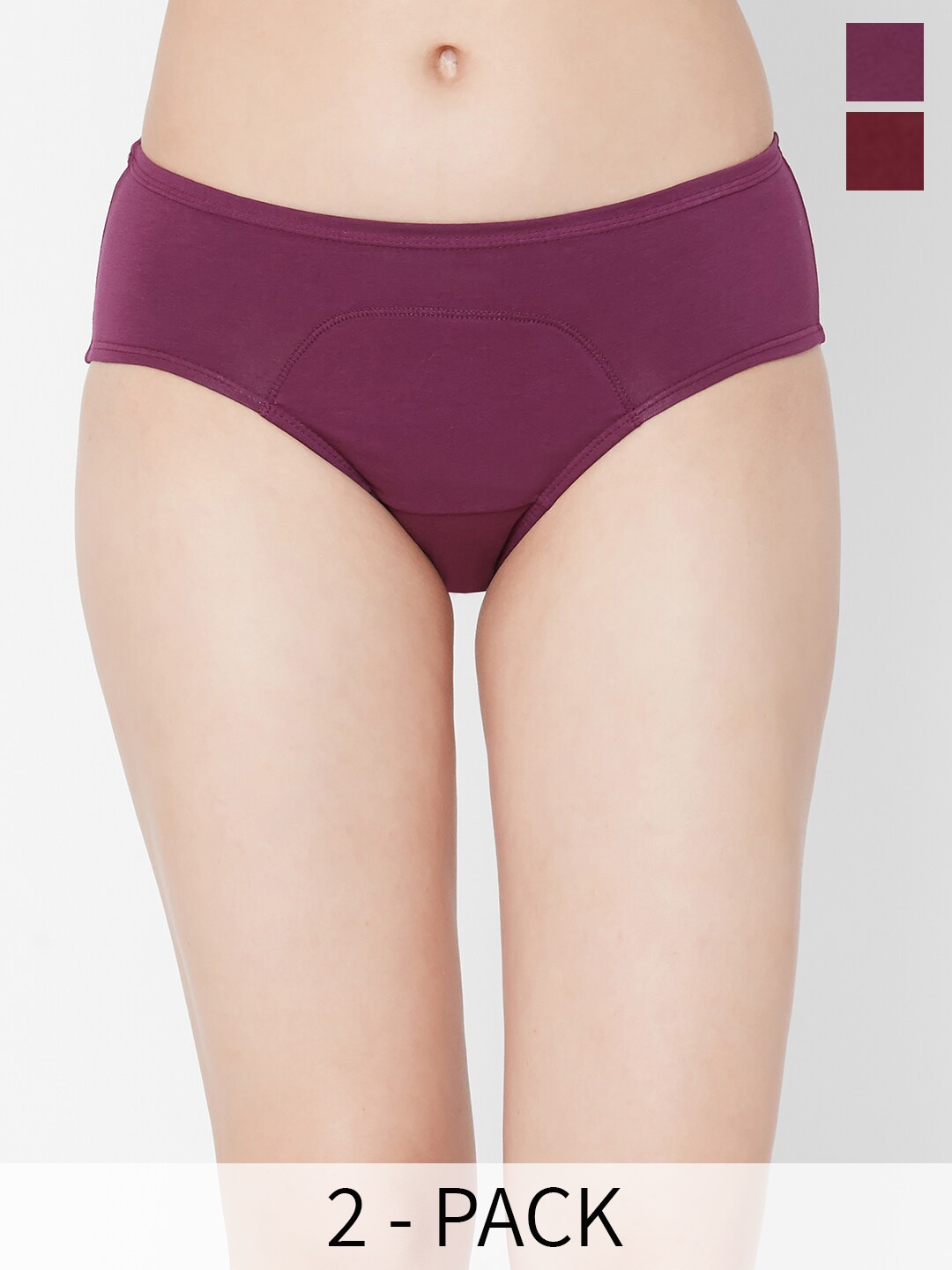 

Juliet Pack Of 2 Cotton Mid Rise Period Panties, Maroon