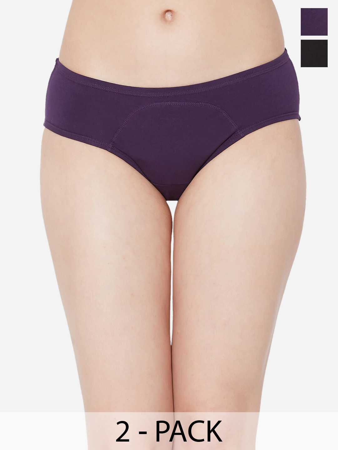 

Juliet Pack Of 2 Mid-Rise Cotton Period Briefs, Purple