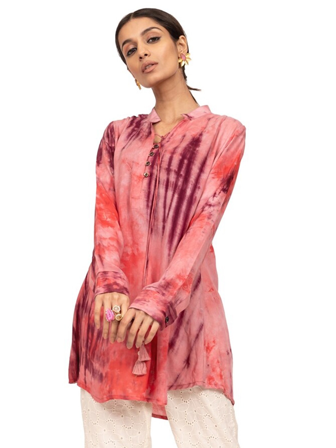 

INDIE JHOLA Tie and Dye Top, Pink