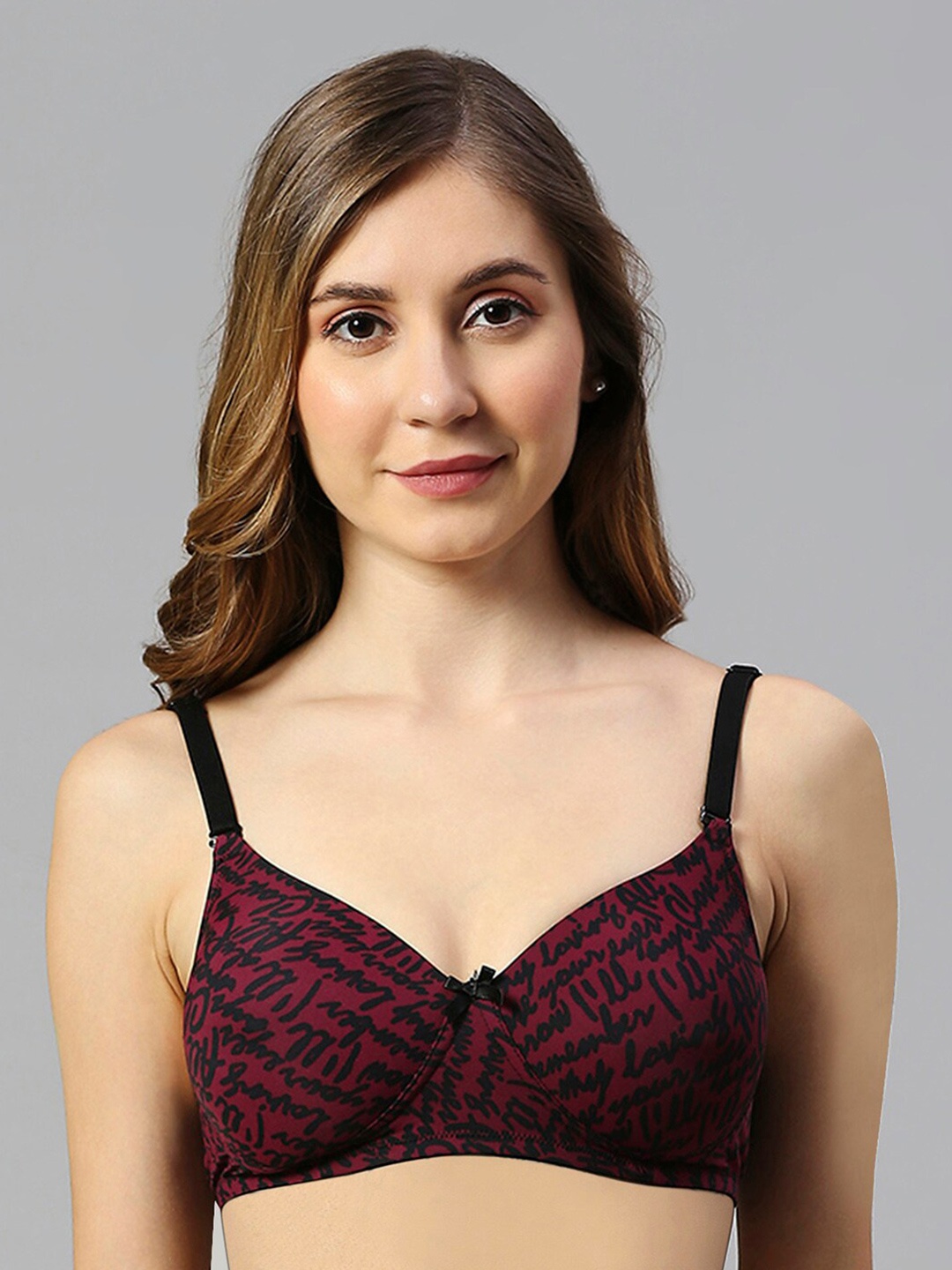 

Smarty Pants Typography Printed Full Coverage Lightly Padded T-shirt Bra - All Day Comfort, Maroon