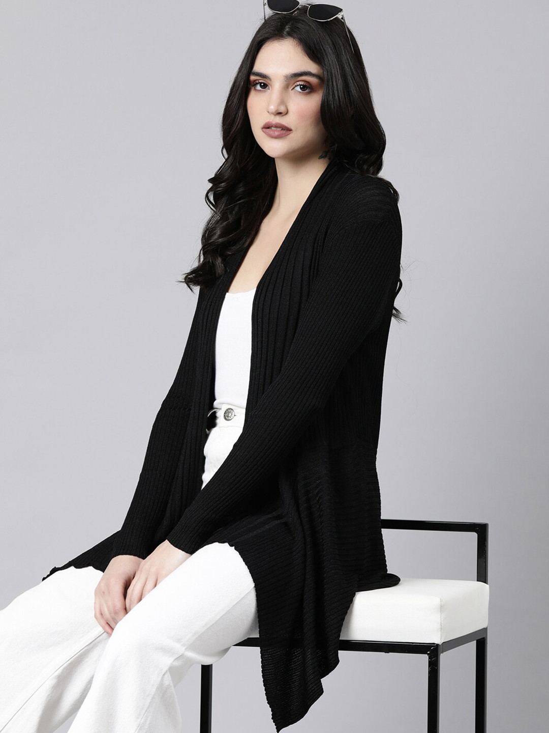 

SHOWOFF Acrylic Longline Shrug, Black