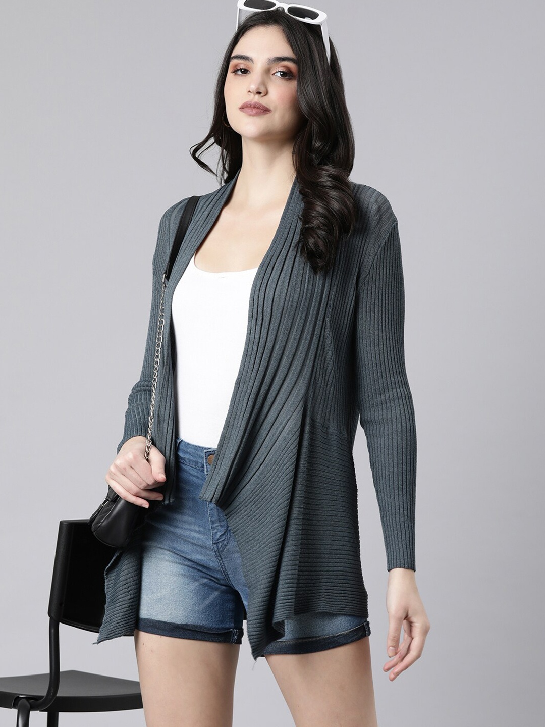 

SHOWOFF Acrylic Sheer Shrug, Grey