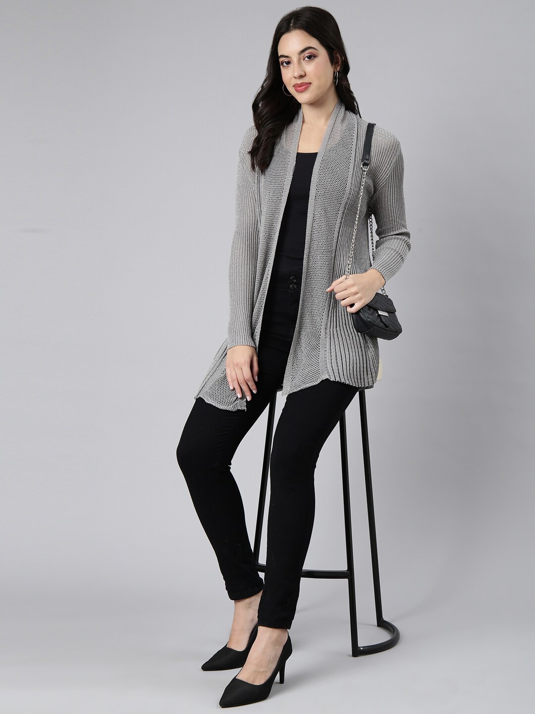 

SHOWOFF Acrylic Longline Shrug, Grey