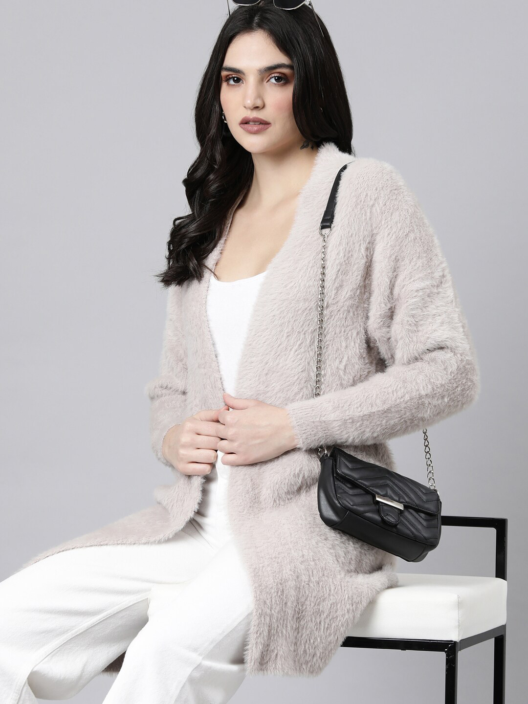 

SHOWOFF Acrylic Longline Shrug, Beige