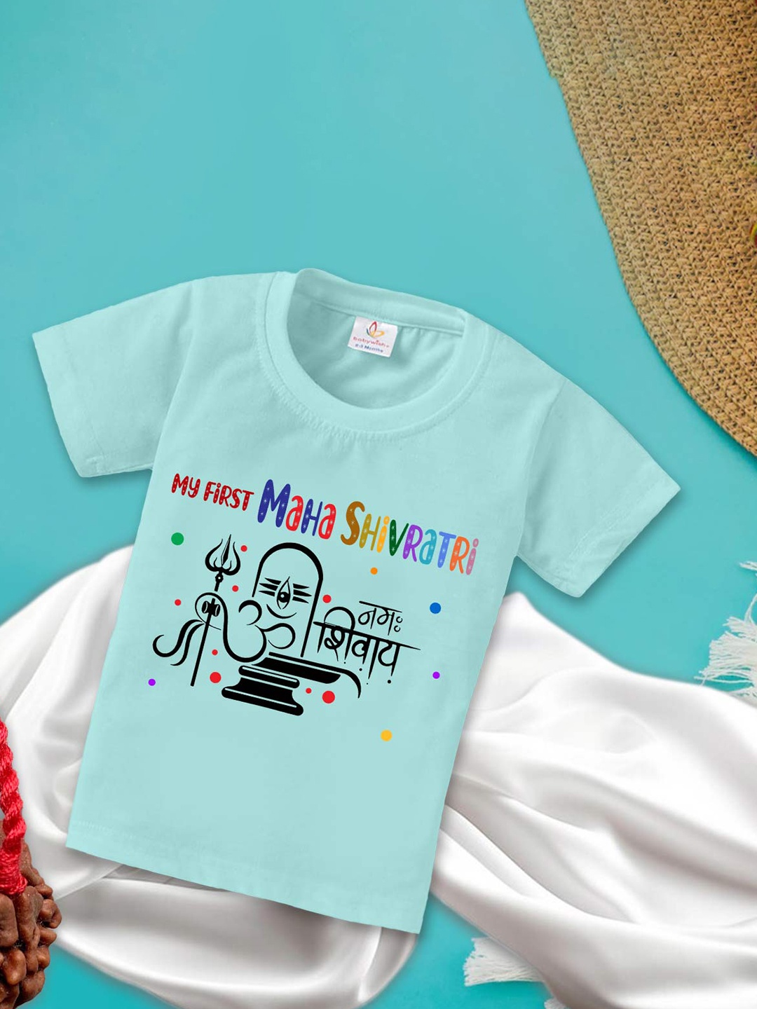

Babywish Kids Mahashivratri Printed Cotton T-shirt, Sea green