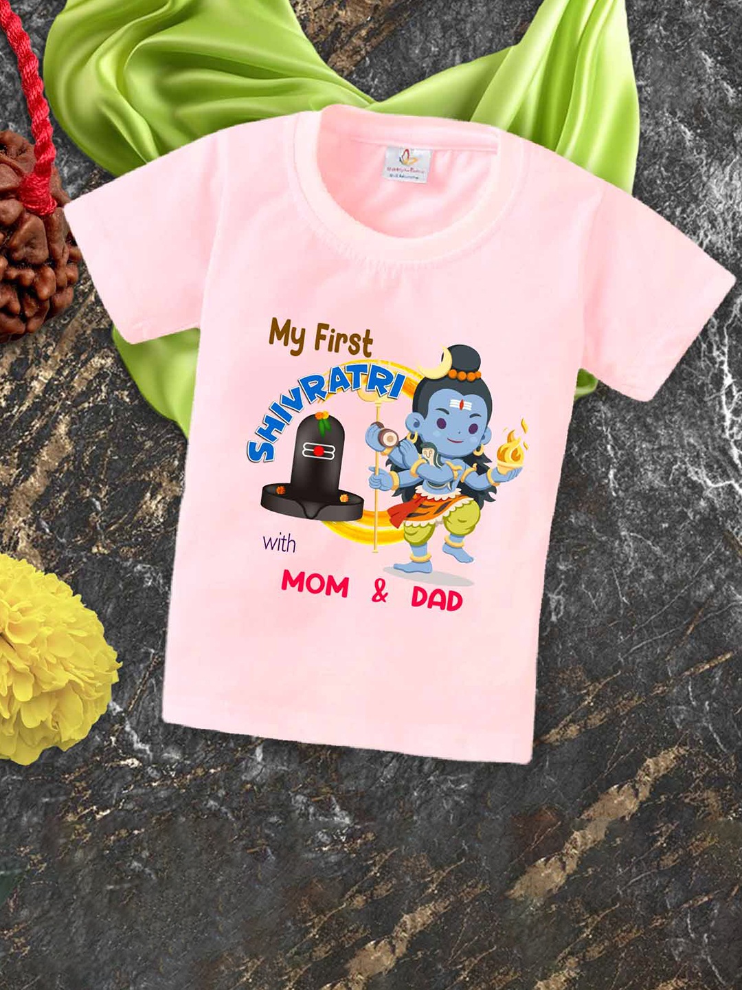 

Babywish Kids Mahashivratri Printed Cotton T-shirt, Pink